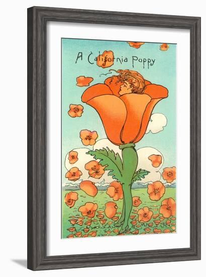 Illustration of Poppy with Head Inside, Calfironia-null-Framed Art Print