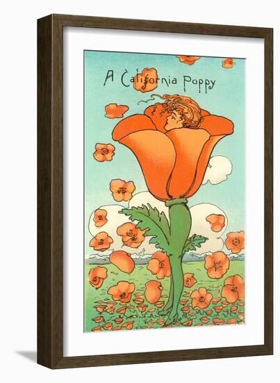 Illustration of Poppy with Head Inside, Calfironia-null-Framed Art Print