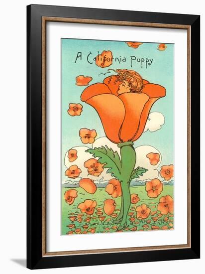 Illustration of Poppy with Head Inside, Calfironia-null-Framed Art Print