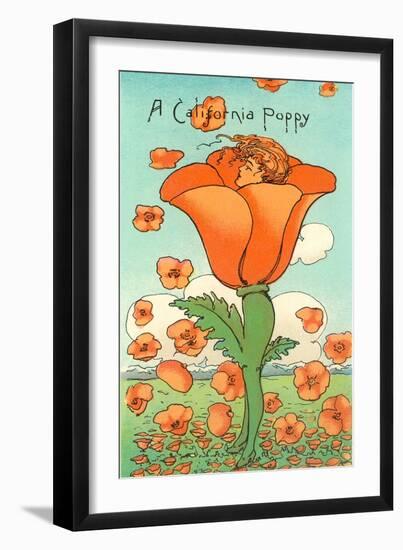 Illustration of Poppy with Head Inside, Calfironia-null-Framed Art Print