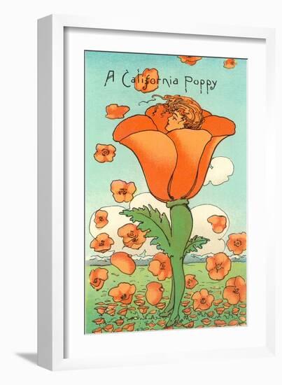 Illustration of Poppy with Head Inside, Calfironia-null-Framed Art Print