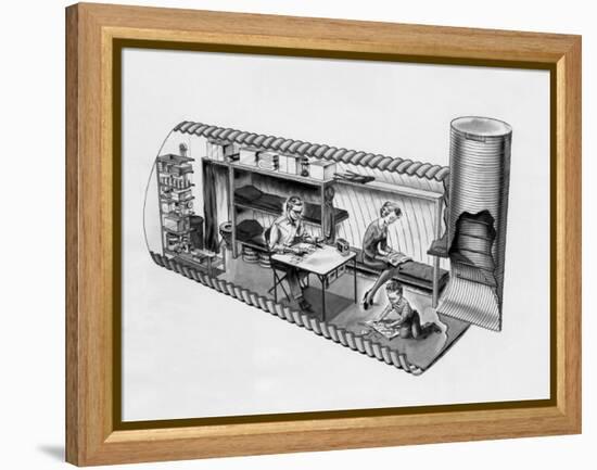 Illustration of Prefab Fallout Shelters, Designed to Be Placed Beneath a Covering of Earth, 1962-null-Framed Stretched Canvas