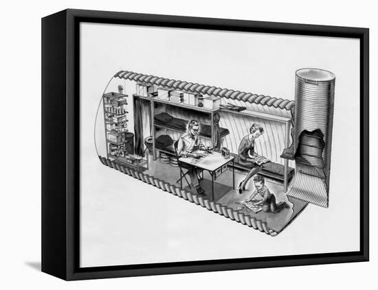 Illustration of Prefab Fallout Shelters, Designed to Be Placed Beneath a Covering of Earth, 1962-null-Framed Stretched Canvas