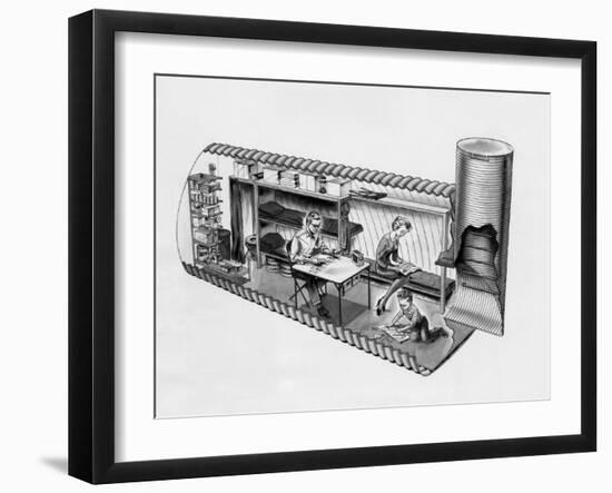 Illustration of Prefab Fallout Shelters, Designed to Be Placed Beneath a Covering of Earth, 1962-null-Framed Photo