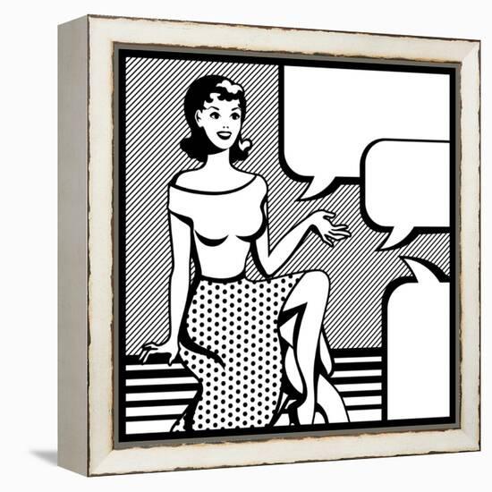 Illustration of Retro Girl in Pop Art Style-incomible-Framed Stretched Canvas