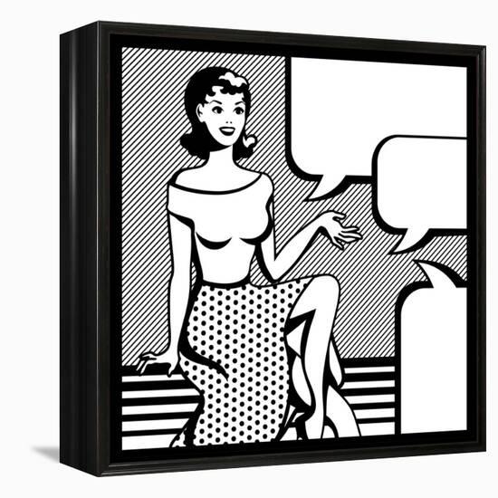 Illustration of Retro Girl in Pop Art Style-incomible-Framed Stretched Canvas