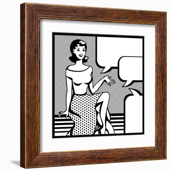 Illustration of Retro Girl in Pop Art Style-incomible-Framed Art Print