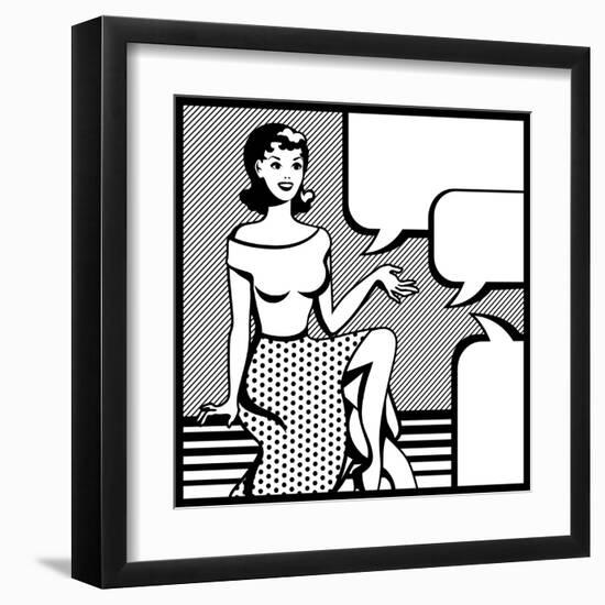 Illustration of Retro Girl in Pop Art Style-incomible-Framed Art Print