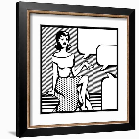 Illustration of Retro Girl in Pop Art Style-incomible-Framed Art Print