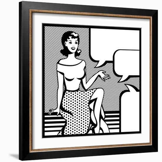 Illustration of Retro Girl in Pop Art Style-incomible-Framed Art Print