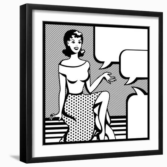 Illustration of Retro Girl in Pop Art Style-incomible-Framed Art Print