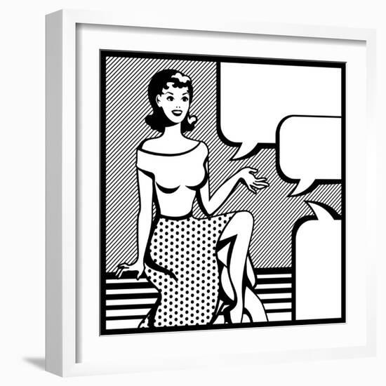 Illustration of Retro Girl in Pop Art Style-incomible-Framed Art Print