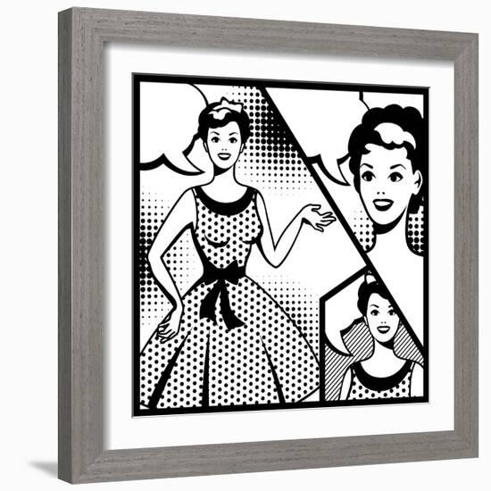 Illustration of Retro Girl in Pop Art Style-incomible-Framed Art Print