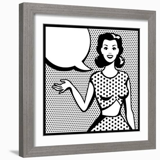 Illustration of Retro Girl in Pop Art Style-incomible-Framed Art Print