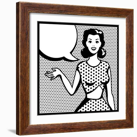 Illustration of Retro Girl in Pop Art Style-incomible-Framed Art Print