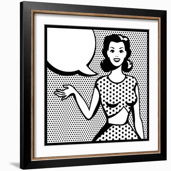 Illustration of Retro Girl in Pop Art Style-incomible-Framed Art Print