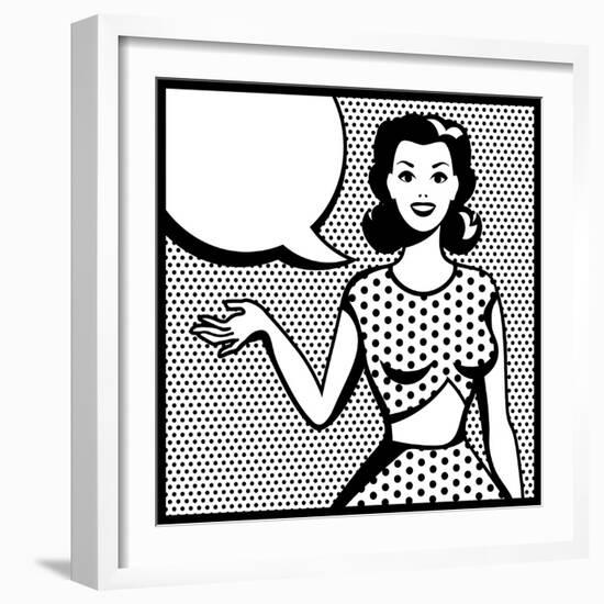 Illustration of Retro Girl in Pop Art Style-incomible-Framed Art Print