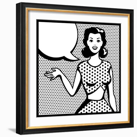 Illustration of Retro Girl in Pop Art Style-incomible-Framed Art Print