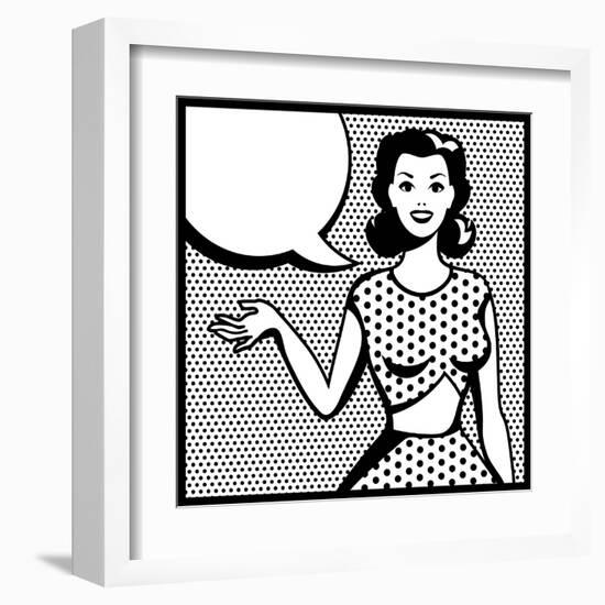 Illustration of Retro Girl in Pop Art Style-incomible-Framed Art Print