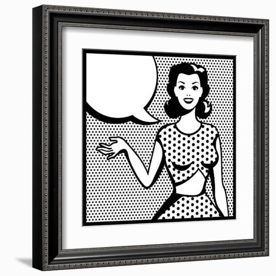 Illustration of Retro Girl in Pop Art Style-incomible-Framed Art Print