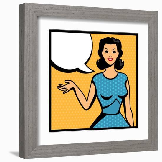 Illustration of Retro Girl in Pop Art Style-incomible-Framed Art Print