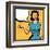 Illustration of Retro Girl in Pop Art Style-incomible-Framed Art Print