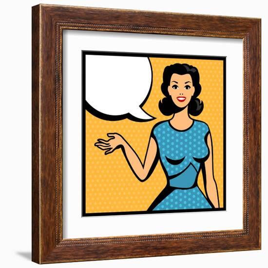 Illustration of Retro Girl in Pop Art Style-incomible-Framed Art Print