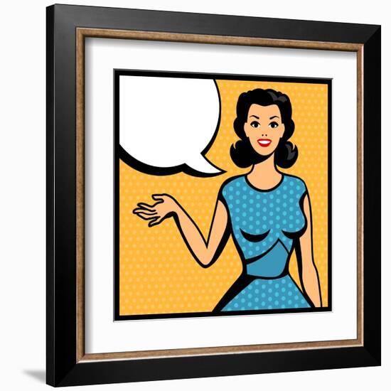 Illustration of Retro Girl in Pop Art Style-incomible-Framed Art Print