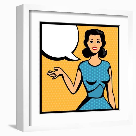 Illustration of Retro Girl in Pop Art Style-incomible-Framed Art Print