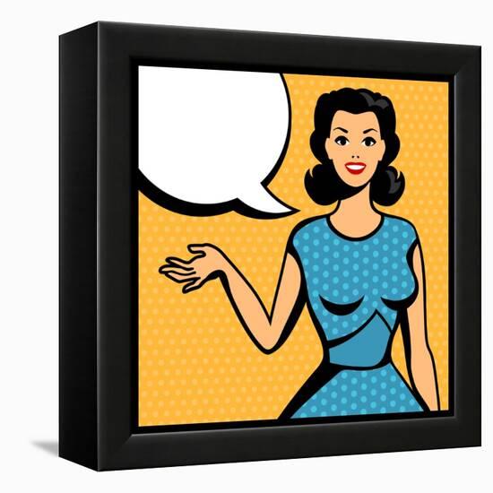 Illustration of Retro Girl in Pop Art Style-incomible-Framed Stretched Canvas