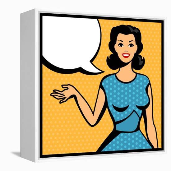 Illustration of Retro Girl in Pop Art Style-incomible-Framed Stretched Canvas