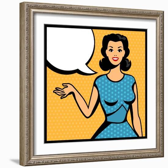 Illustration of Retro Girl in Pop Art Style-incomible-Framed Art Print