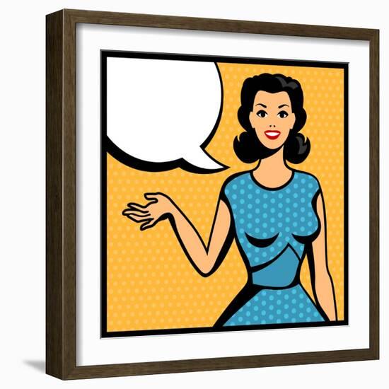 Illustration of Retro Girl in Pop Art Style-incomible-Framed Art Print