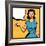 Illustration of Retro Girl in Pop Art Style-incomible-Framed Art Print