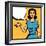 Illustration of Retro Girl in Pop Art Style-incomible-Framed Art Print