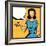 Illustration of Retro Girl in Pop Art Style-incomible-Framed Art Print