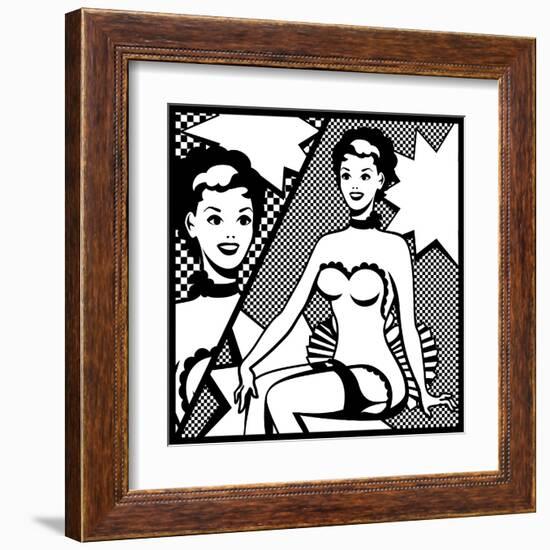 Illustration of Retro Girl in Pop Art Style-incomible-Framed Art Print