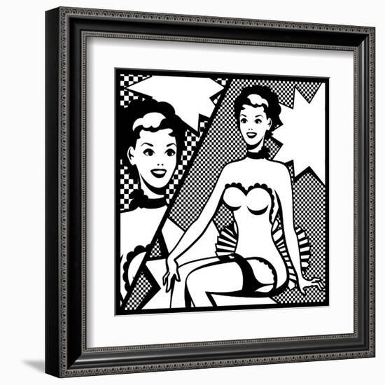 Illustration of Retro Girl in Pop Art Style-incomible-Framed Art Print