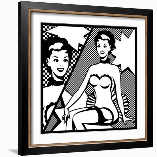 Illustration of Retro Girl in Pop Art Style-incomible-Framed Art Print