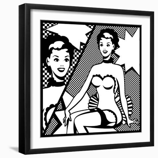 Illustration of Retro Girl in Pop Art Style-incomible-Framed Art Print