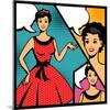 Illustration of Retro Girl in Pop Art Style-incomible-Mounted Art Print