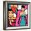 Illustration of Retro Girl in Pop Art Style-incomible-Framed Art Print