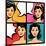 Illustration of Retro Girls in Pop Art Style-incomible-Mounted Art Print