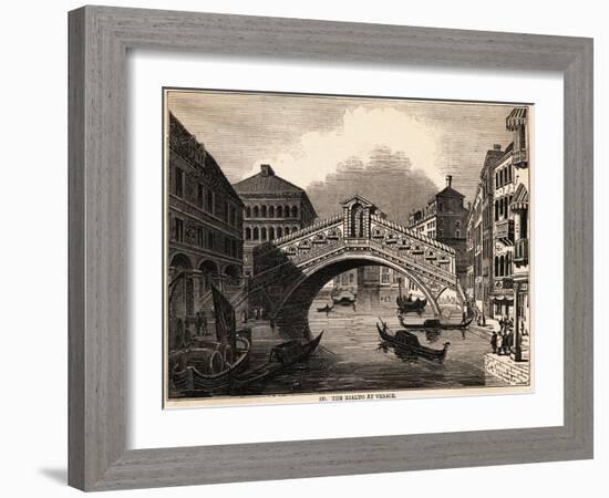 Illustration of Rialto over Grand Canal at Venice-null-Framed Giclee Print