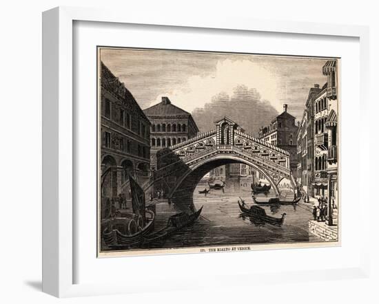 Illustration of Rialto over Grand Canal at Venice-null-Framed Giclee Print