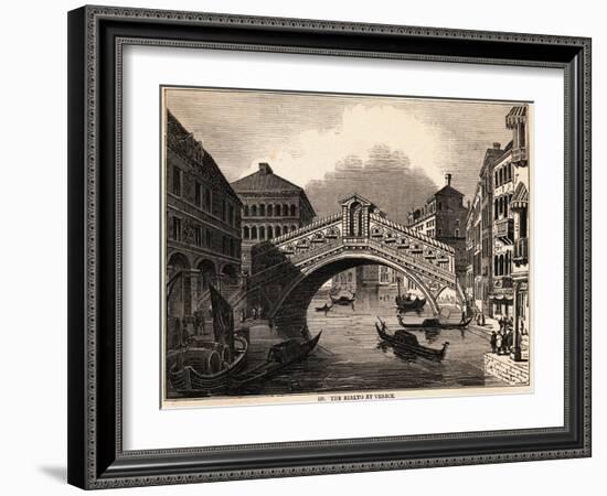 Illustration of Rialto over Grand Canal at Venice-null-Framed Giclee Print