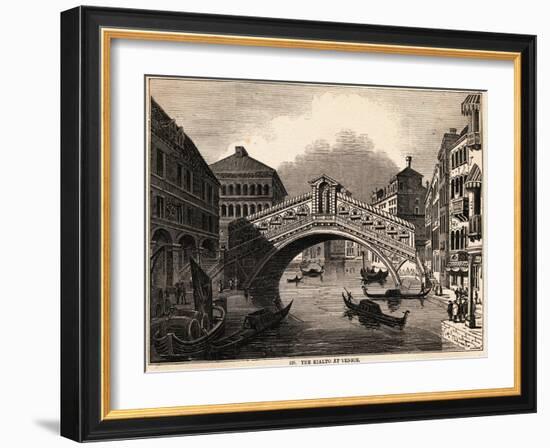 Illustration of Rialto over Grand Canal at Venice-null-Framed Giclee Print