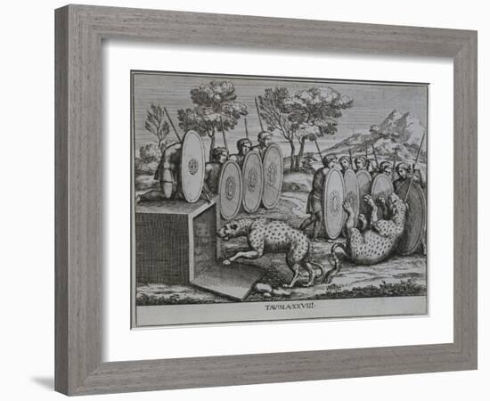 Illustration of Romans Capturing Leopards-Pietro Santo Bartoli-Framed Giclee Print