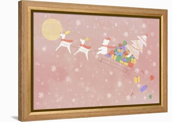 Illustration of Rudolph and Sleigh-null-Framed Premier Image Canvas