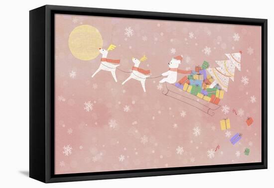 Illustration of Rudolph and Sleigh-null-Framed Premier Image Canvas